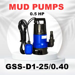 MUD PUMP 0.5 HP – Model GSS-D1.25/0.40 The MUD PUMP 0.5 HP (Model GSS-D1.25/0.40) is specially designed for pumping muddy, dirty, and wastewater with powerful and reliable performance. Equipped with a high-efficiency 0.5 HP motor, this pump delivers strong suction and smooth operation, making it ideal for demanding environments. Perfect for construction sites, borewell cleaning, drainage systems, and agricultural use, this heavy-duty pump is built to handle tough conditions while maintaining consistent output.